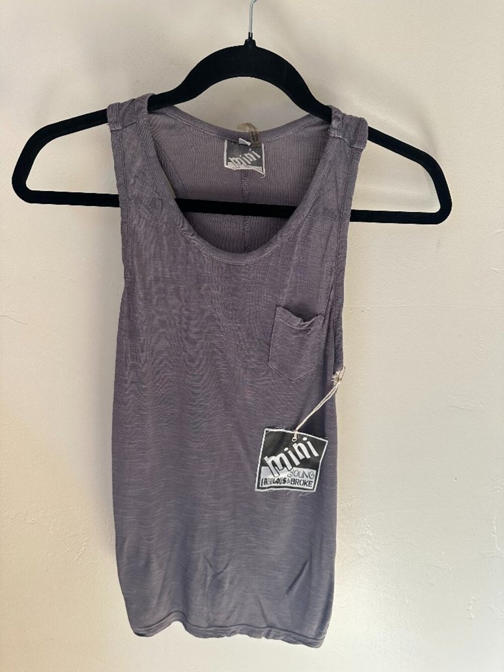 NWT Young Fabulous & Broke Girls Tank Top Size 12 Solid Charcoal Gray Deadstock